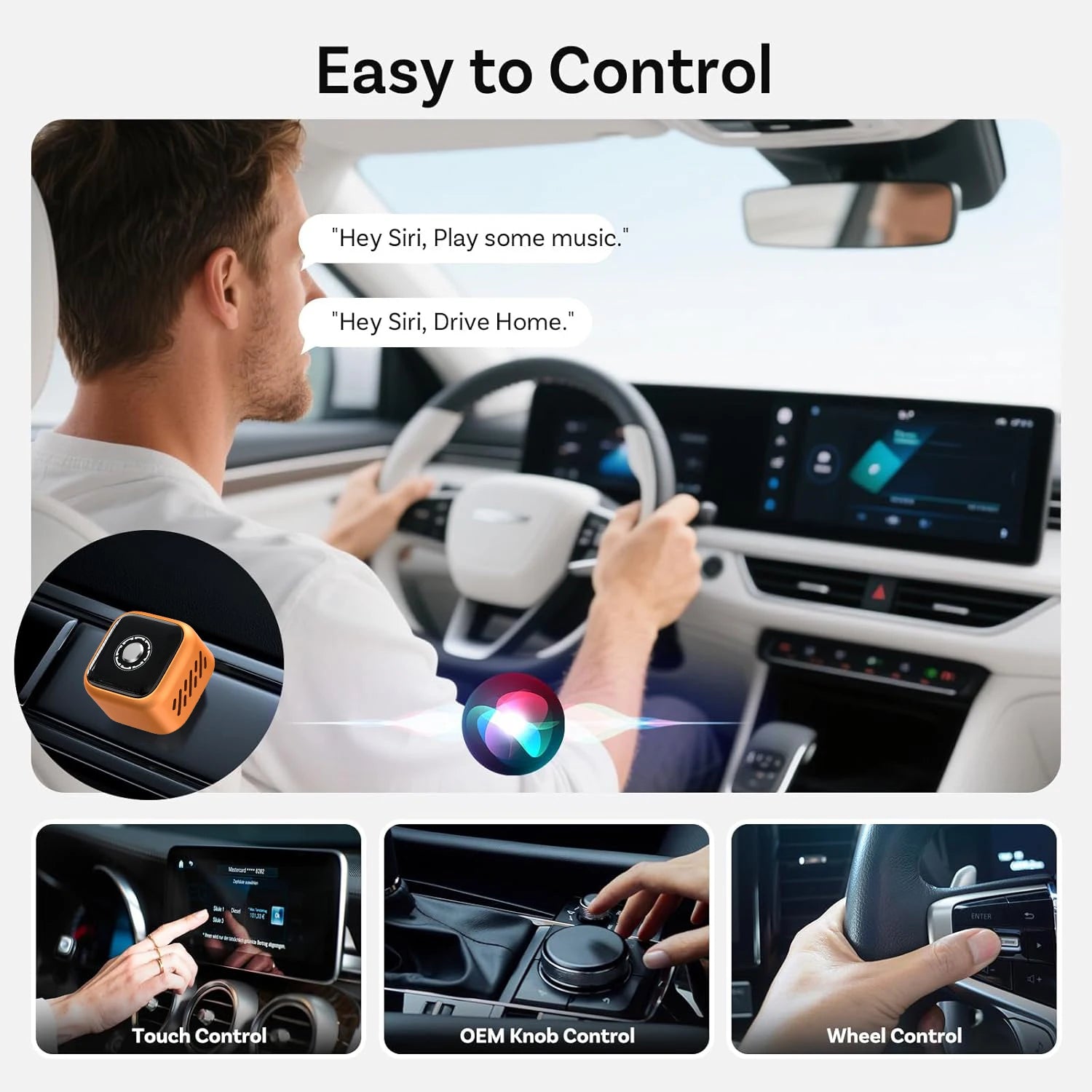 Wooboobox Wireless CarPlay Dongle, Support 2 Phones Memory & One-Tap Switch, Low Latency USB Adapter for OEM Cars