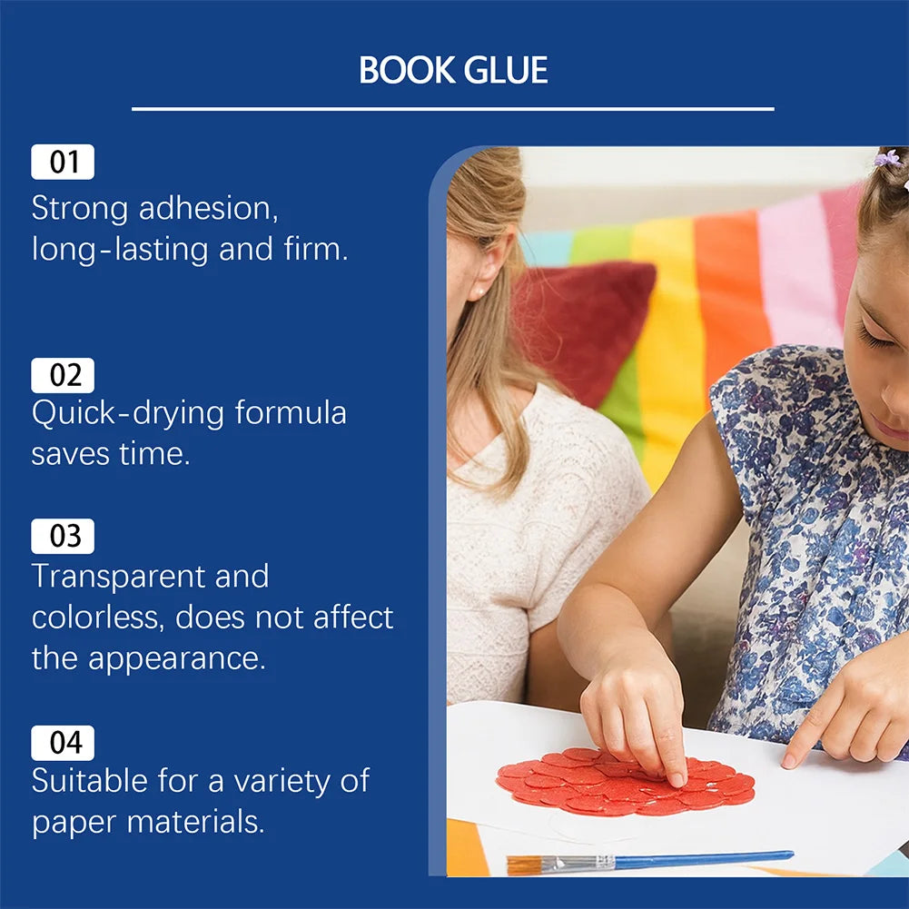 Clear Book Adhesive with Brush Transparent Book Binding Adhesive Quick-Drying Repair Glue for Envelopes Postcards Paper Craft
