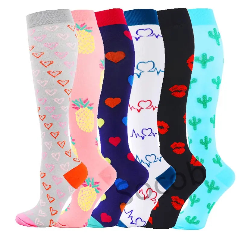 6/7 Pairs Compression Socks Varicose Diabetes Sock Running Cycling Hiking Touring Bicycle Marathon Outdoor Rugby Edema Long Tube