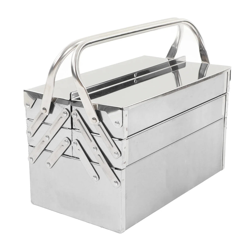 3 Layer 5 Tray Cantilever Tool Box Metal Folding Portable Auto Maintenance Tool Storage Box Organizer Stainless Steel