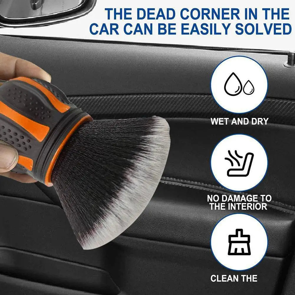 Car Detailing Brushes With Storage Rack Covers Soft Bristles Auto Interior Dust Cleaner Car Detail Brush Cleaning Detail Tool