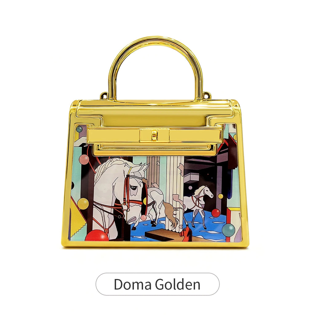 Fashion chain handbag evening bag women's versatile crossbody bag wedding party small gold wallet acrylic small square bag