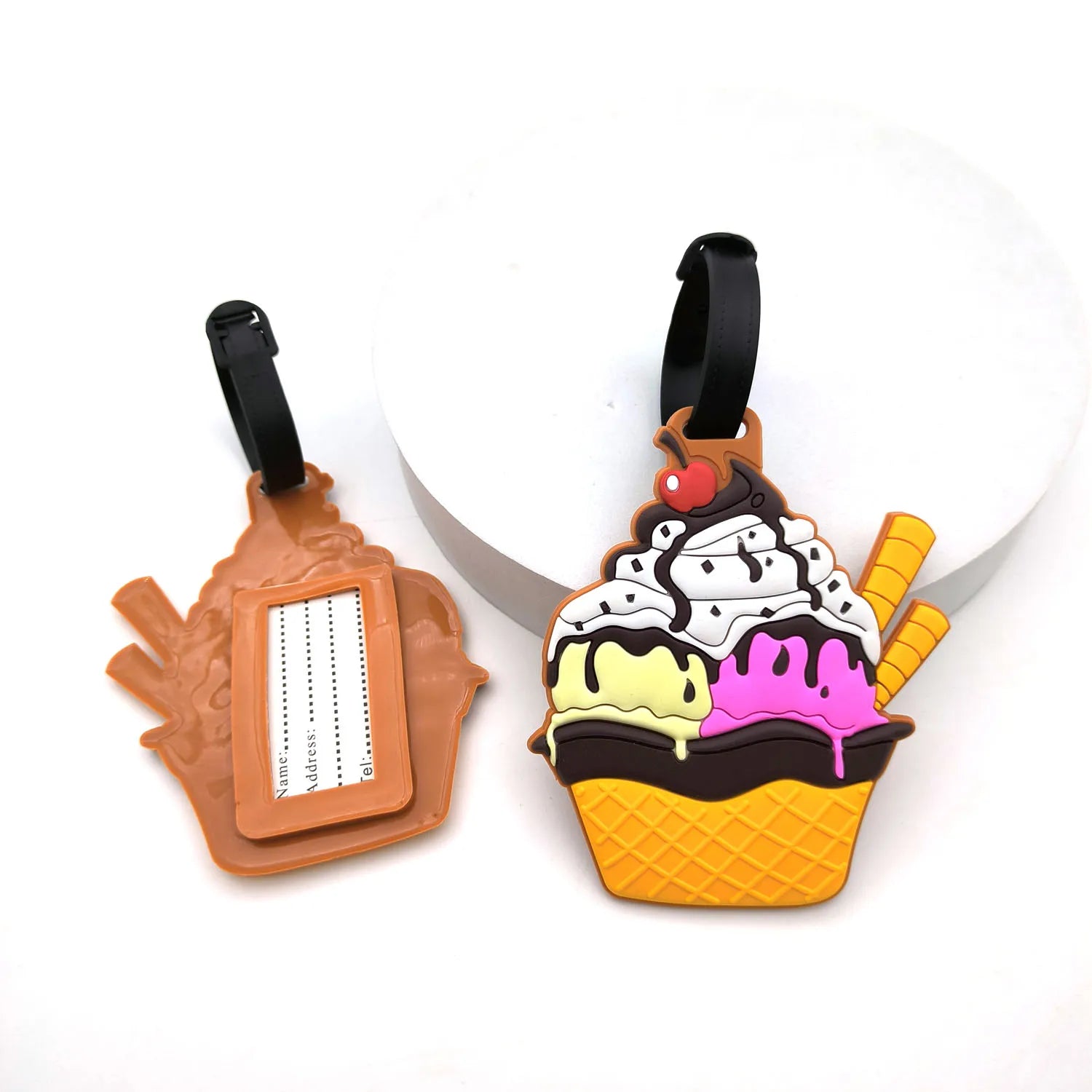1pc/3pcs Creative Food Doughnut Luggage Tag Bag Hanging Tag Anti Loss ID Card Necessary for Travel