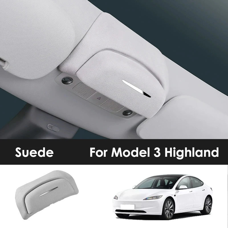 Car Glasses Case Wear-Resistant Sunglasses Holder Storage Box ABS/Suede For Tesla Model 3 / Y / 3 Highland / Y Juniper