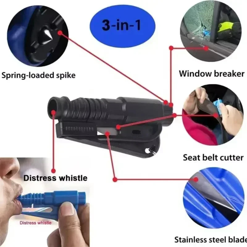 =2026new 3-in-1 Car Safety Hammer Window Breaker & Seat Belt Cutter Keychain Mutifunction Emergency Rescue Tool Auto Accessories