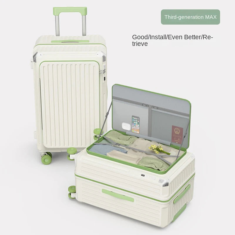 Five Wheels Suitcase 20-28 inch Side-Opening Expandable Deep Compartment Luggage Front Opening Large Capacity Trolley Case