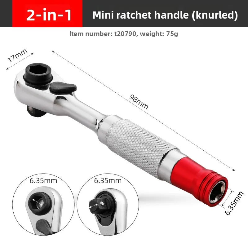 Mini 1/4 inch Double Ended Quick Socket Ratchet Wrench Socket Screwdriver Bit Driver Quick Release Ratchet Wrench Hand Tools
