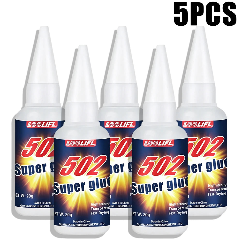 20g Clear 502 Super Instant Glue Fast Curing Strong Bond Low Odor Multi Material Repair Adhesive for Metal Plastic Wood Ceramic