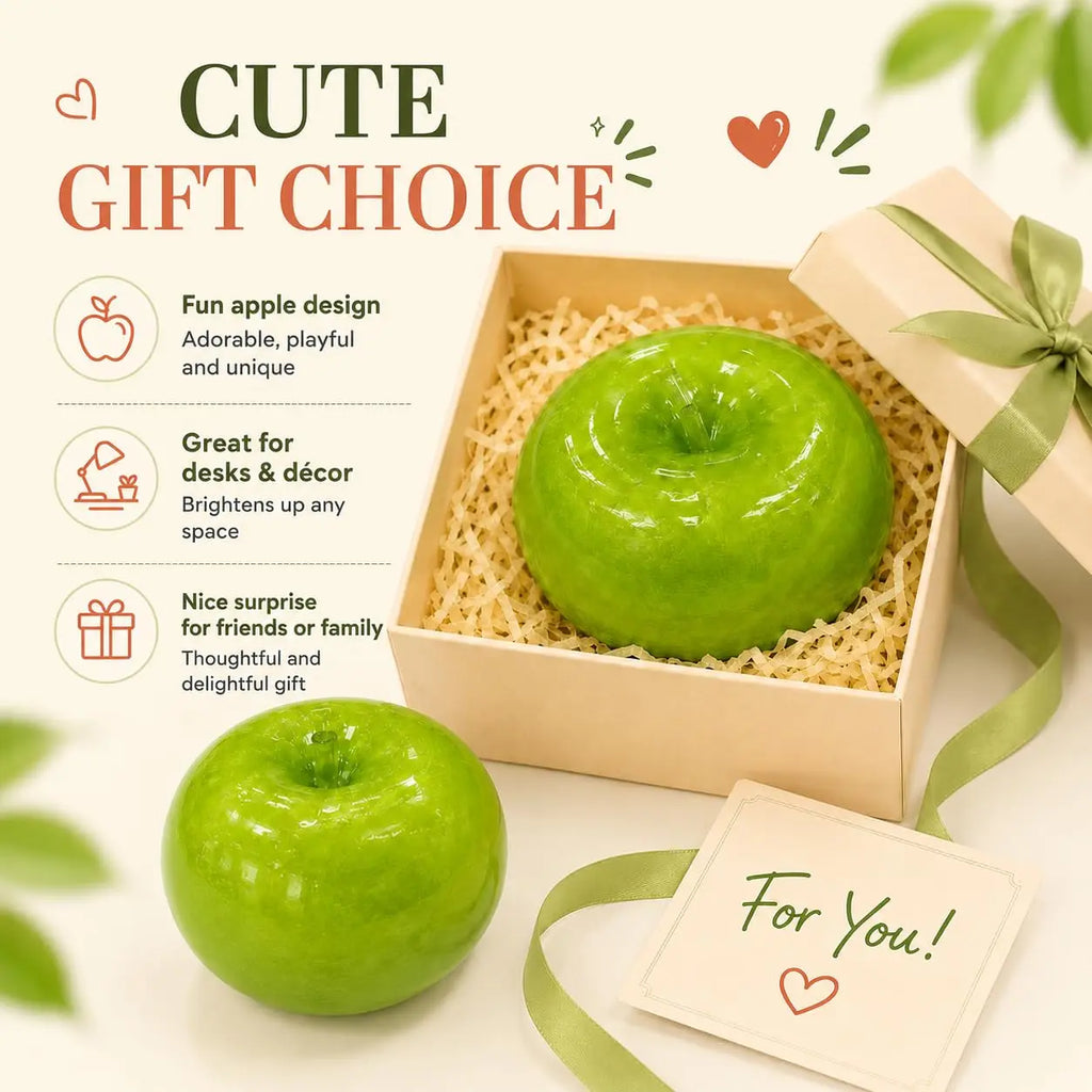 Green Apple Slushie Squishy Fidget Toy Crunchy Moldable Non-Bounce Sensory Stress Reliever Medium Grip Strength Slow Rising Gift