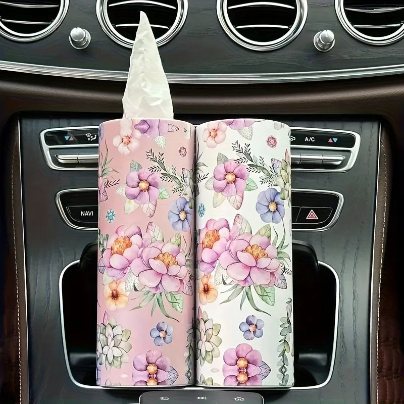 4-Pack of Car Tissue Boxes with Random Color and Floral Patterns, Creative Printed Hand-Tissue Boxes, Water-Resistant, Made from Virgin Wood Pulp, for Car Seats, 50 Sheets Per Box