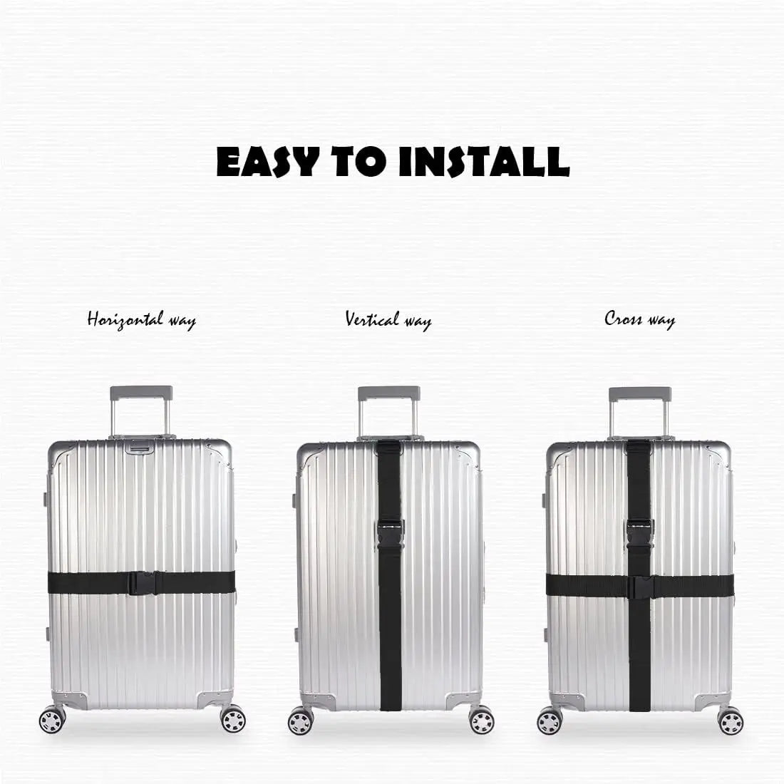  Nylon Luggage Straps for Suitcases Adjustable Duty Heavy Strap Buckle Packing Straps Travel Accessorises 2.5CM X 188CM