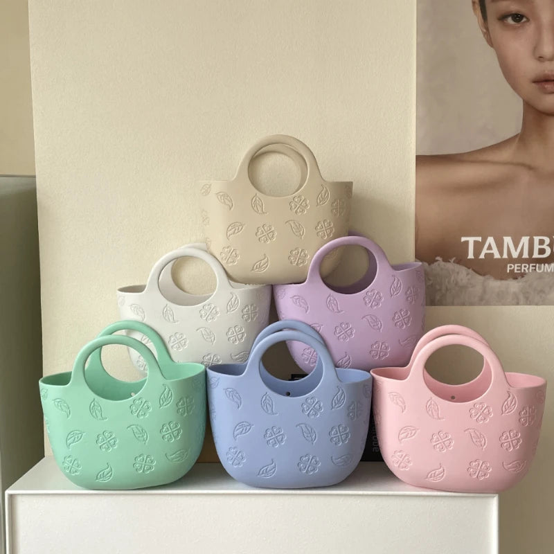 Dopamine Color EVA Shoulder Storage Tote Bag for Women, Waterproof, Stainproof, Versatile, Suitable for Beach, Daily Use, DIY De