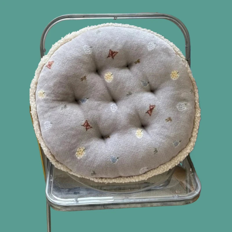 Winter new round milk fleece cartoon seat cushion cute office chair cushion balcony futon bay window cushion