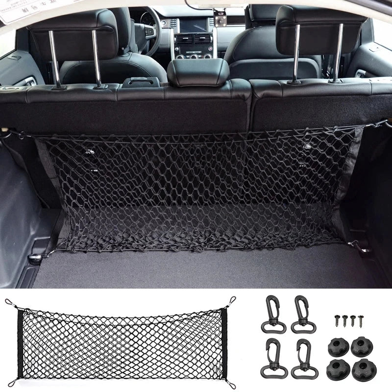 for KIA Sorento XM 2011~2014 Car Trunk Luggage Storage Cargo Organiser Hooks Nylon Elastic Mesh Net Plastic Car Accessories