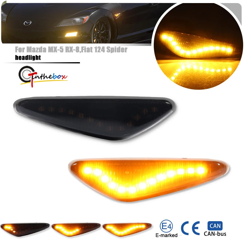 For Mazda 6 Atenza Mazda5 Premacy MX-5 RX-8 Nissan Lafesta Fiat 124 Spider LED Side Marker Lamp Amber Side Fender Turn Signal