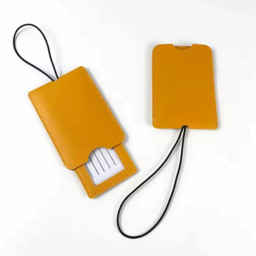 Free Personalization Telescoping PU Leather Luggage Tag Suitcase Identifier Label Baggage Board Bag Tag Name ID Address Holder