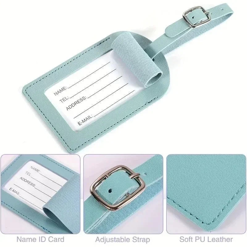 3 Pieces Travel Luggage Tag PU Leather Suitcase Label Boarding Pass Anti-Loss Pendant Cross-Border Logo Tag for Bags