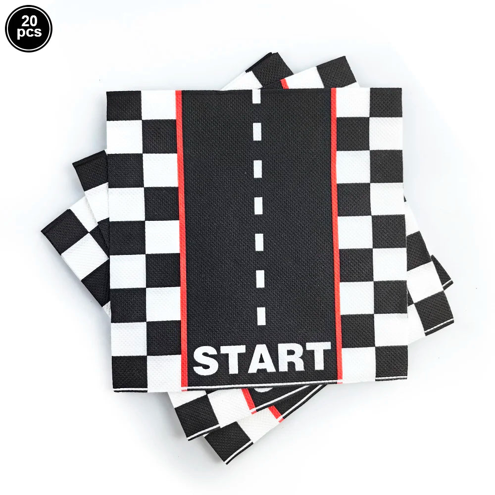 Race Car Theme Tablecloths Black White Checkered Rectangular Plastic Table Cover Racing Car Birthday Party Decorations Supplies