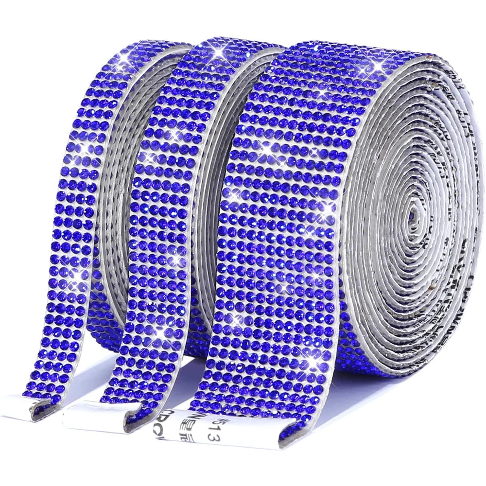 1/5/10Yards Self Adhesive Rhinestone Ribbon Bling Crystal Diamond Ribbon Roll Wrap Glittering Rhinestones Sticker for Decoration