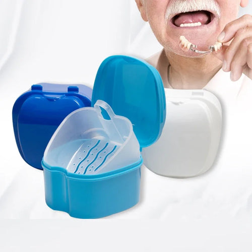 1 Pc Apple Shape Denture Retainer Storage Case, Hanging Design with Filter Basket, Orthodontic Appliance Holder for Travel