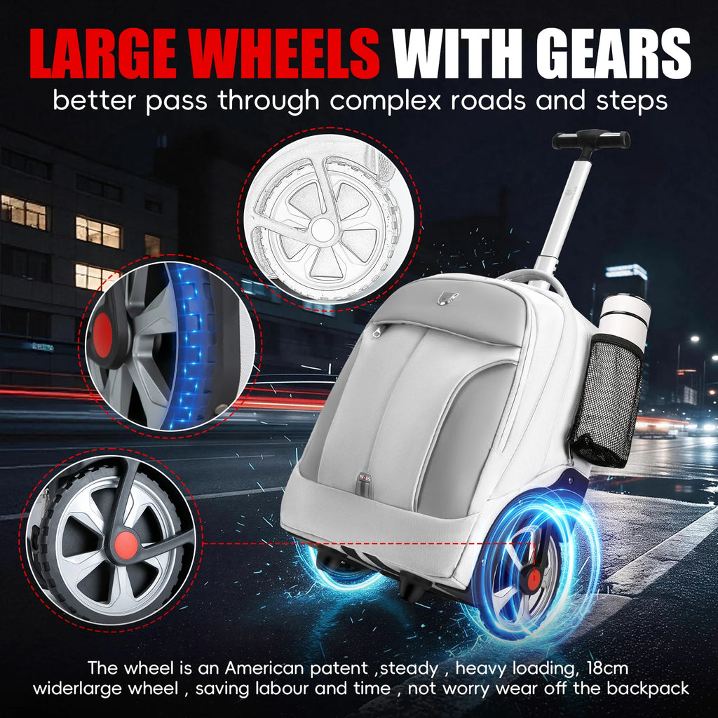 Rolling Luggage Backpack With Wheels Travel Suitcases Trolley Bags Multifinonal Laptop Carry on Backpack for Business Travel