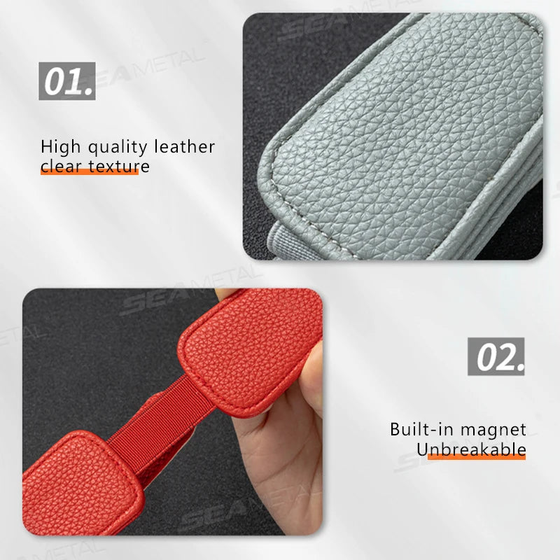 BLALION Car Sun Visor Clip Glasses Cards Case Auto Sunglasses Visor Glasses Holder Sunglasses Bracket Holder PU Glasses Support