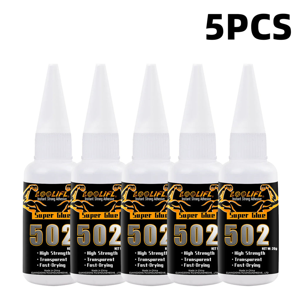 Super Strong Glue 502 High-Strength Fast-Drying Cyanoacrylate Adhesive, Suitable for Leather, Rubber, Wood, Metal, High-Strength Liquid Glue Tool, with Precision Dispenser