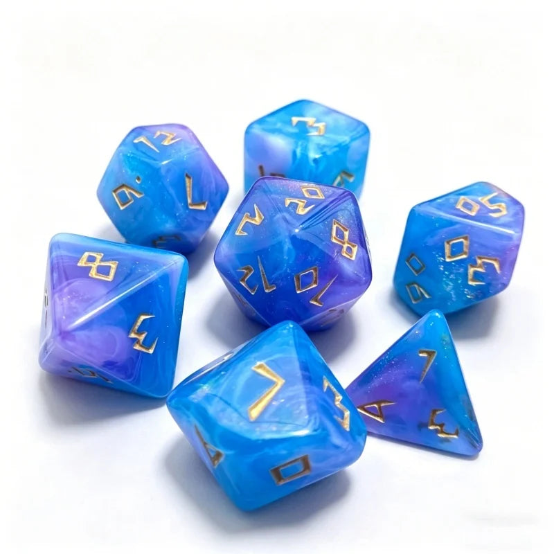 Dazzling Colors 7 Pcs /Set Acrylic Dice TRPG Games D4 D6 D8 D10 D12 D20 Dice Polyhedral Dice Set For DND Or COC Game