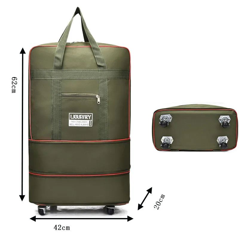 Folding Travel Bag, Luggage Compartment, Swivel Wheel Storage Box, Large Capacity Telescopic Luggage Bag, Overnight Bag