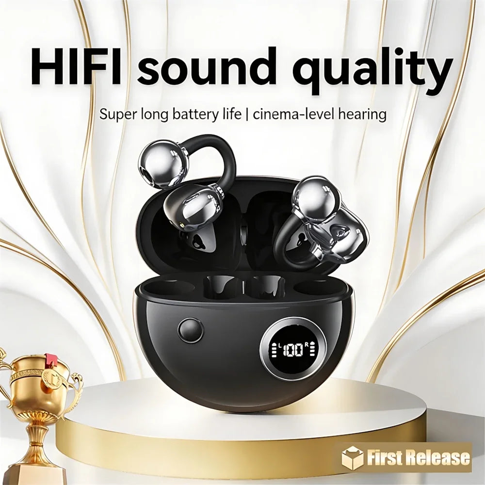 Fashion Plated Ear Clip Type True Wireless Bluetooth Headsets 0 Delayed Game HD Call Run Headphones Clip-On Earphones With Mic