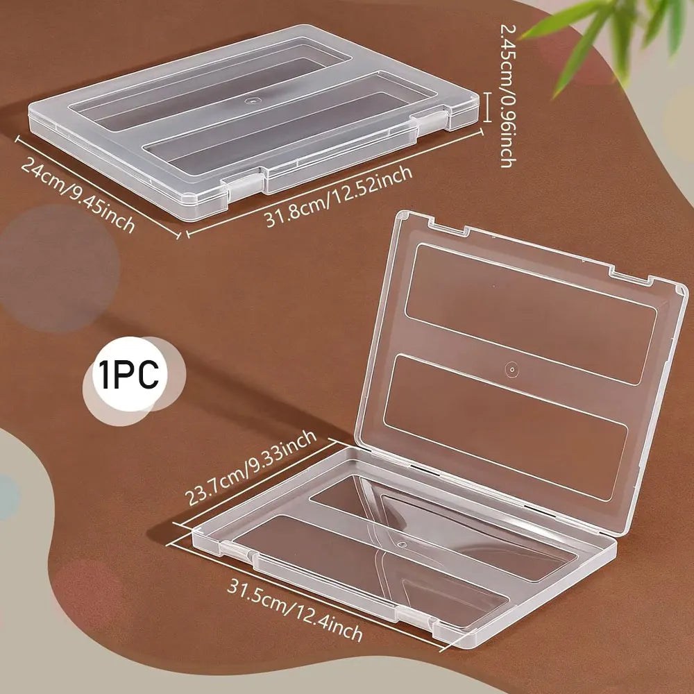 1pc transparent A4 portable project box, plastic document organizer, clipboard paper storage box