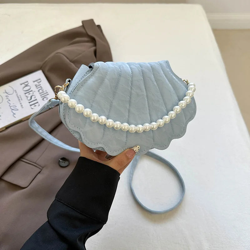 Women's Casual Messenger Bag with Pearl Detailing Trendy Shell Design Niche Fashion Bag for Autumn 2026