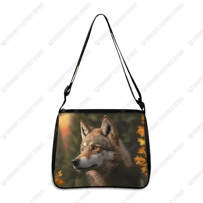 Howling Wolf Under The Moonlight Handbags Baby Wolf Messenger Bag Cool Howling Wolf Shoulder Bag Crossbody Bag Phone Holder