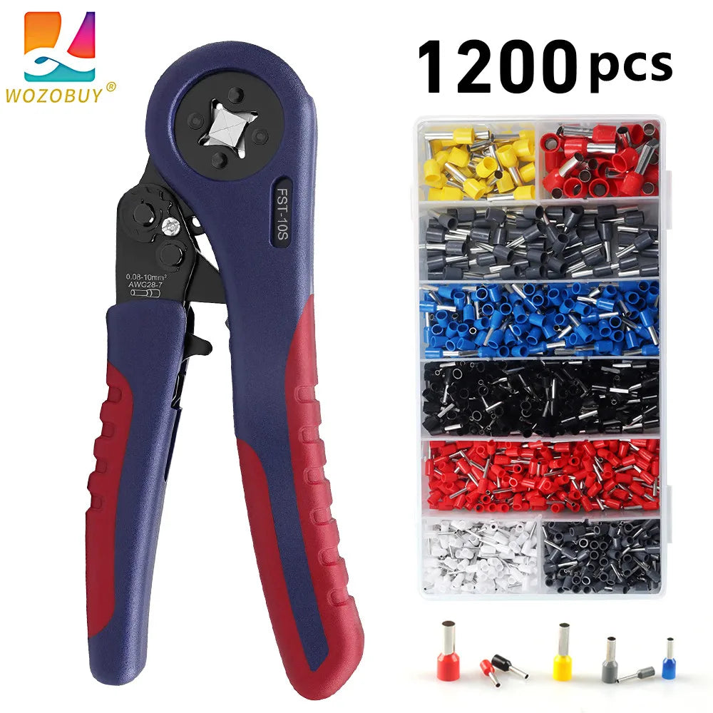 WOZOBUY Tubular Terminals Crimping Tools FST-10S 0.08mm-10mm²  28-7AWG & FST 6-6 0.08-6mm²  28-10AWG Crimp Pliers Crimper Sets