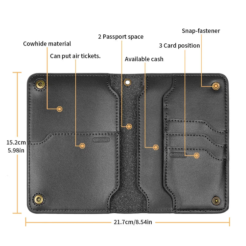 Genuine Leather Travel Passport Holder Cover Passport-Case Protect Passports Card Wallet High Capacity Purse