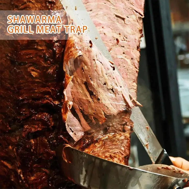 Handheld Meat Catcher BBQ Shovel Heat Resistant Grill Meat Plate Rotisserie Catcher Pan for Shawarma Machine Doner Kebab Grill