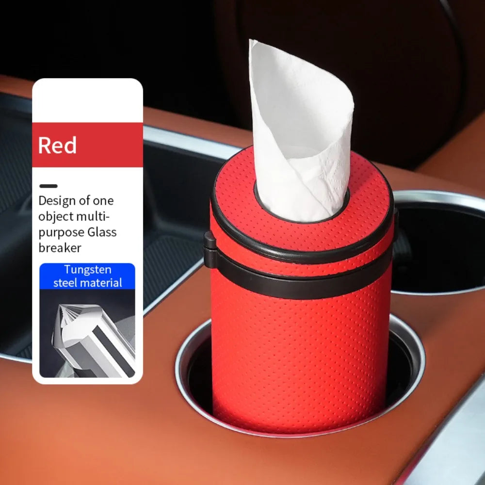 Durable Round Car Tissue Box Portable Multifunction Paper Storage Box Safety Broken Window Tissue Cup Universal
