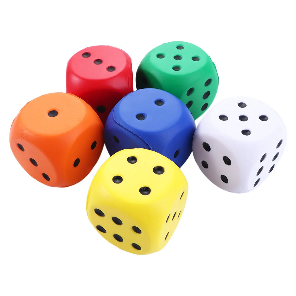1PCS Big Sponge Dice Soft and Elastic Toys Color Solid Point Dice Side Length 6cm Cognitive Amusing Props