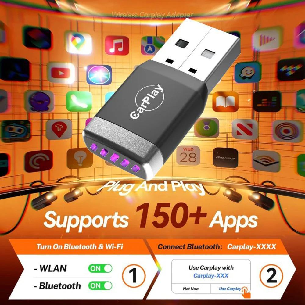 Mini Upgraded Wireless CarPlay Adapter for iPhone, Play Auto Connect, 5.8GHz WiFi Low Latency Play, Compatible with Various Car