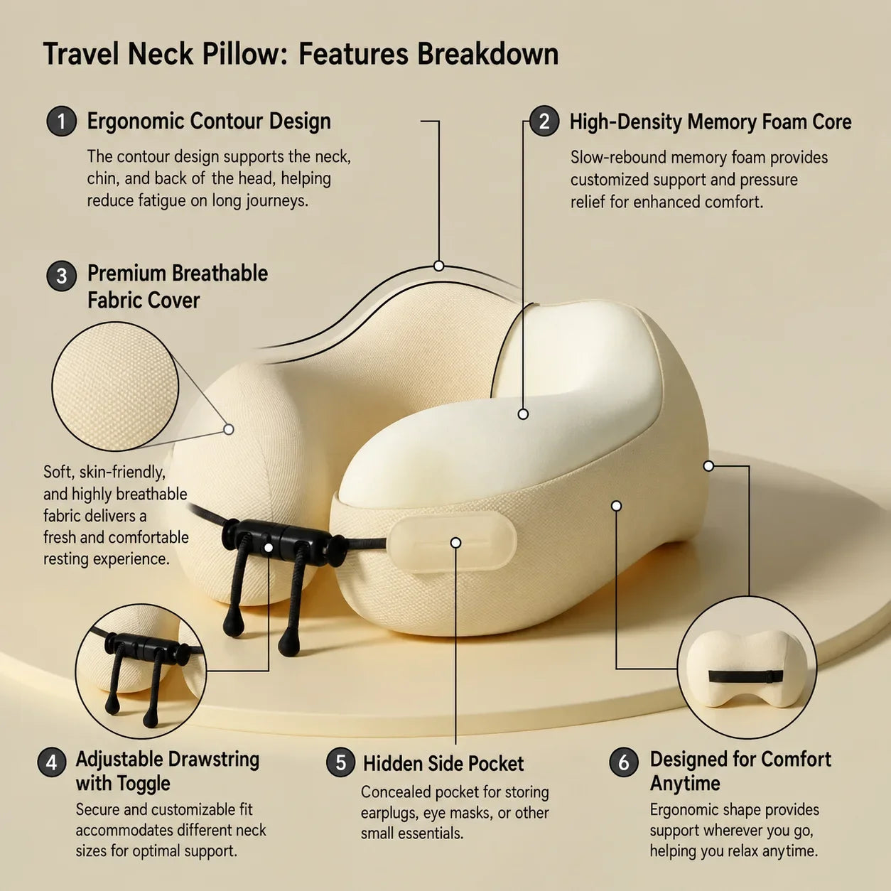 U-Shape Comfort Airplane Travel Pillow With Snap Button Coussin Travel Pillow U Shaped Travel Healthcare Memory Foam Neck Pillow