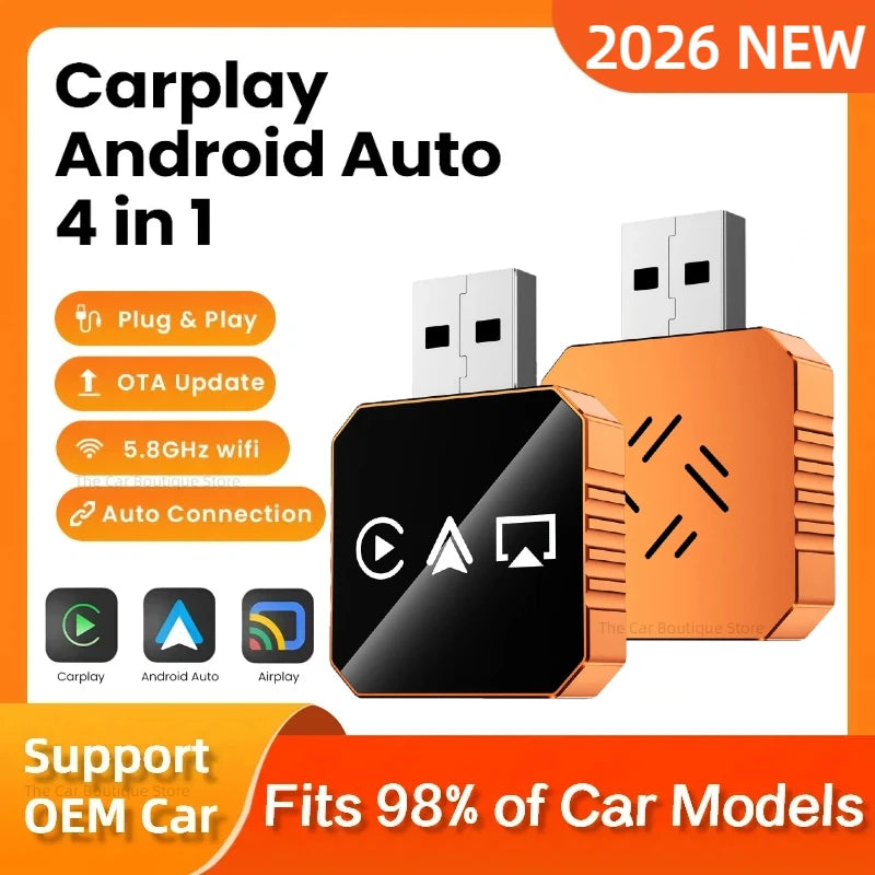 4-in-1 Carplay Mirror Projection Wireless in Car Connectivity Intelligent Reverse Control Carplay Box For Apple and Android 2026