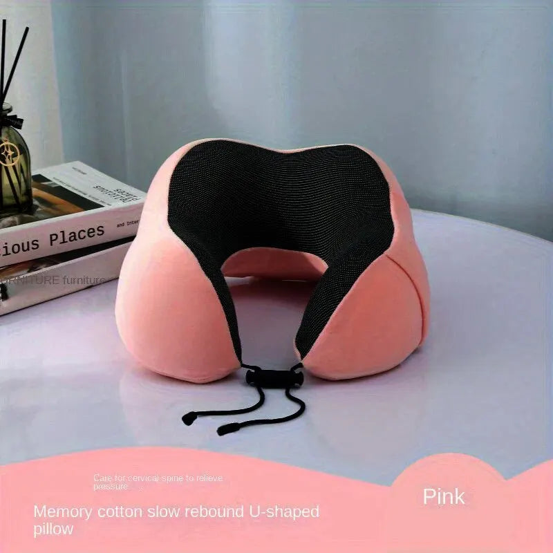 1pc Slow Rebound Travel Pillow, U-shaped Headrest Neck SupportPillow, Nap Pillow Travel Airplane Pillow Cartoon Memory Foam