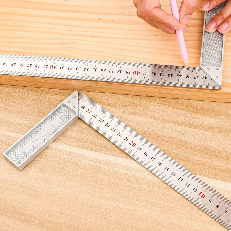30CM 50CM 30×15CM Aluminum Alloy Square Ruler Stainless Steel L-Shaped Ruler 90 Degree Angle Gauges Woodworking Measuring Tools