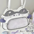 Zipper Bag Kawaii Cat Itabag Cotton  Bag PU Transparent Pocket Badge Storage Bag Small Item Bag Fashion Backpacks Outdoor