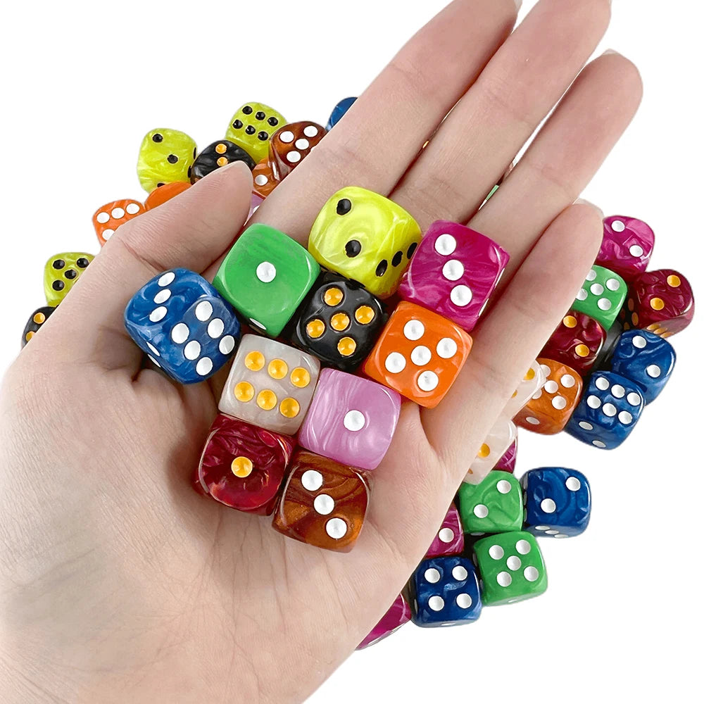 10Pcs Dice D6 16mm Gambling Dice Marble Effect Dots Dice Game Accessories and Gift