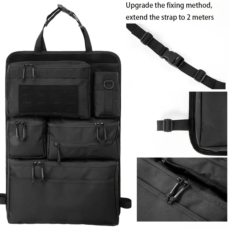 Multifunctional luggage organizer and storage bag, tactical storage bag for car rear seats, hanging rear seat bag