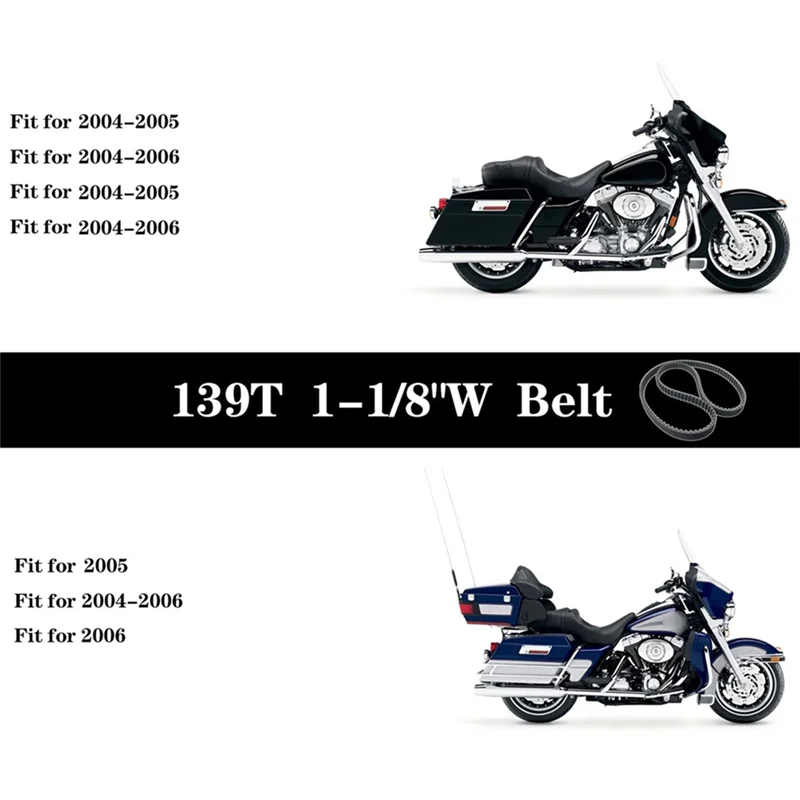 Motorcycle 139T 1-1/8Inch Rear Drive Belt For Electra Glide FLHT Ultra FLTR Road Glide FLHR 04-06 40024-04 1204-0063-A09E