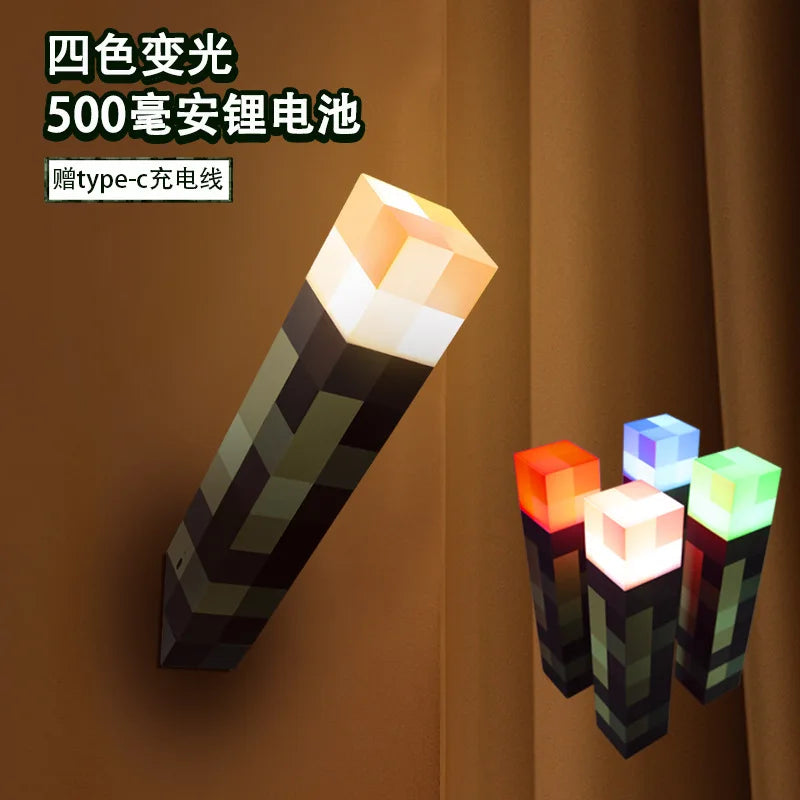 LED Light Figure Toys Game Torch Lamp Night Light Game Merchandise M C Torch Light Model Ambient Decorative Light Birthday Gifts