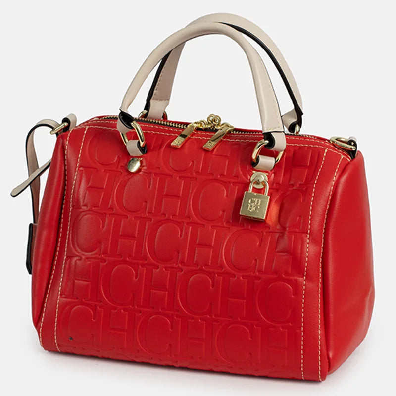 CH Women Handbag Embossed Leather Tote Bag Fashion Shoulder Bag Top Handle Purse Crossbody Bag Casual Work Travel Bag