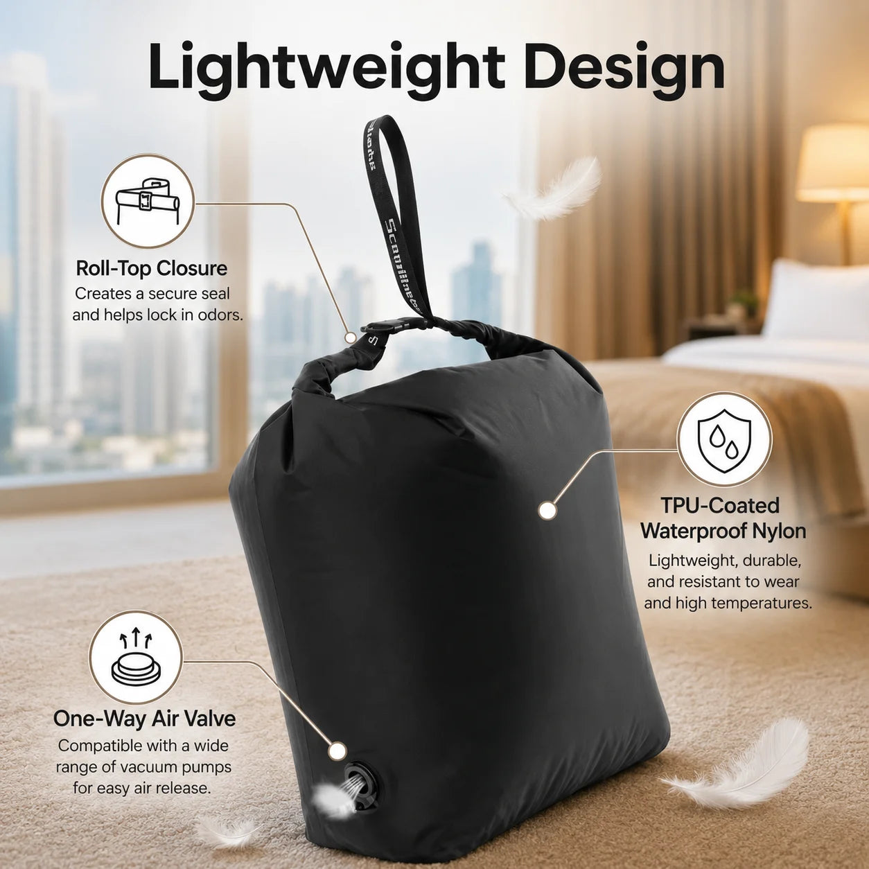 No Pump Compression Bag Business Travel Clothes Organizer Vacuum Storage Bag Luggage Suitcase Space Saving Packing Sack Pouch